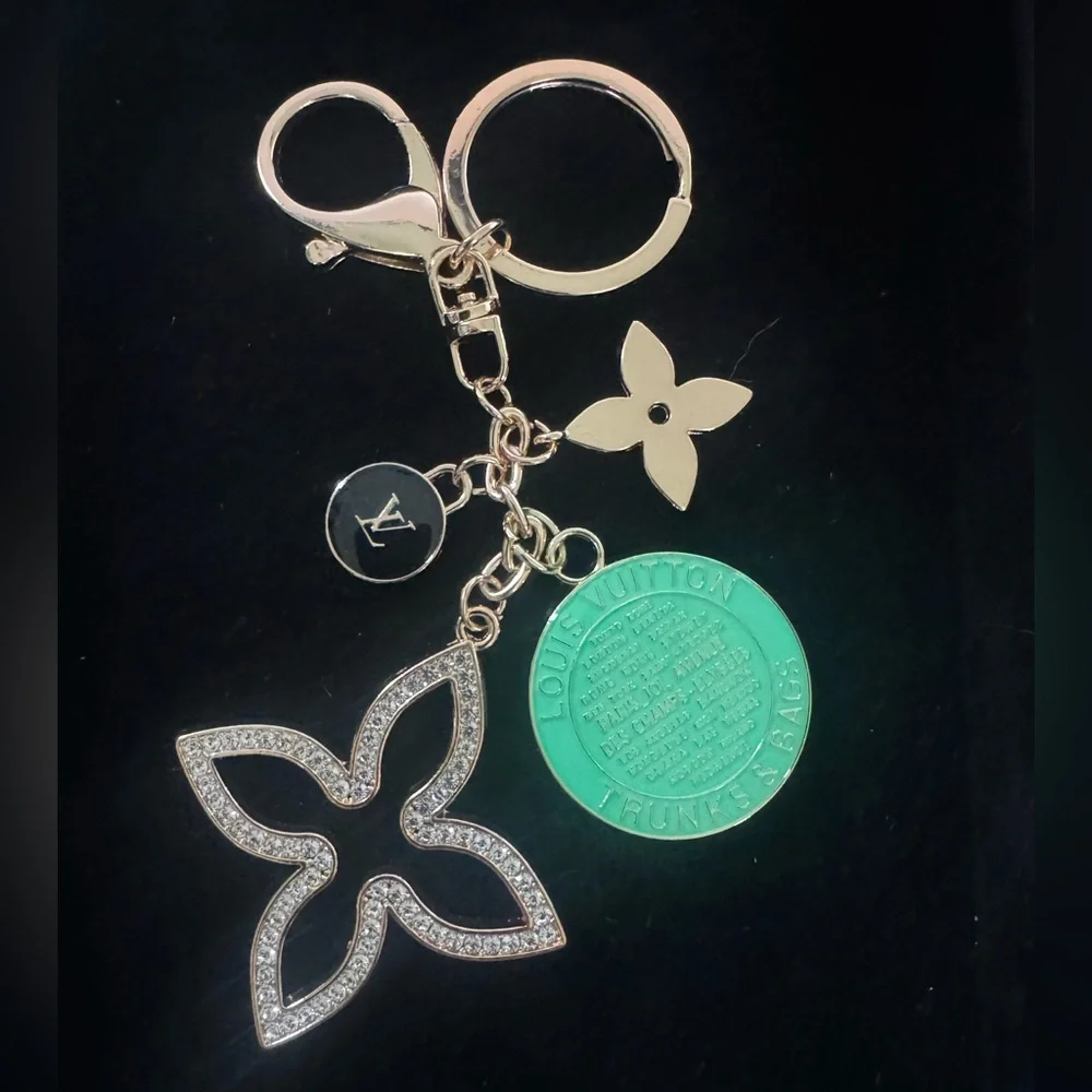 Gold and‎ Mint Green Bag Charm Keychain